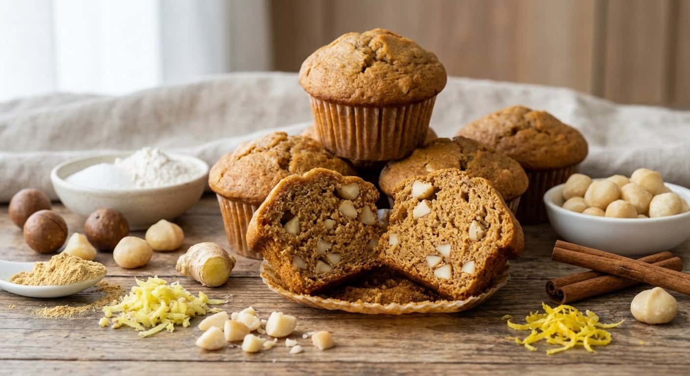 Magdalenas de Jengibre y Macadamia