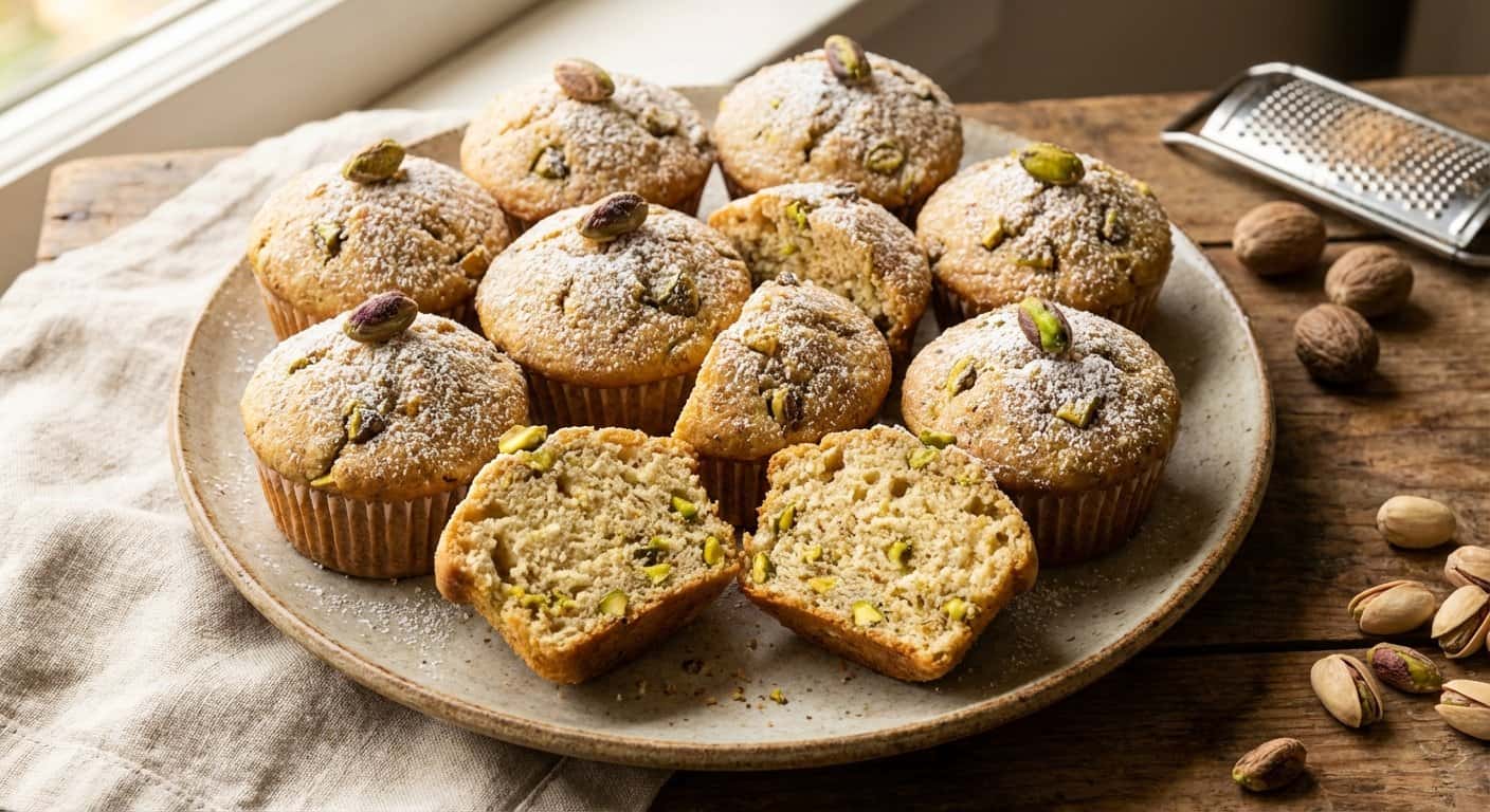 Magdalenas de Nuez Moscada y Pistacho