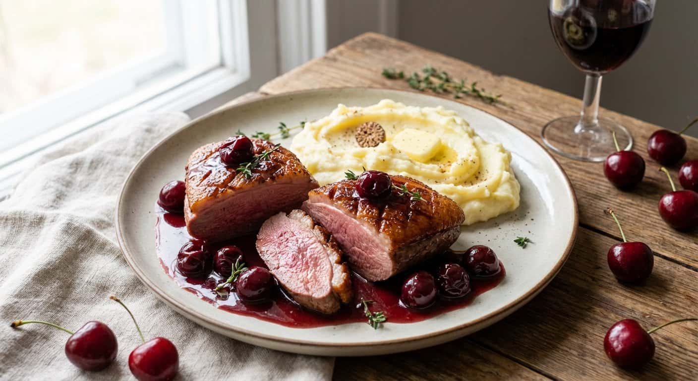 Magret de Pato con Salsa de Cerezas
