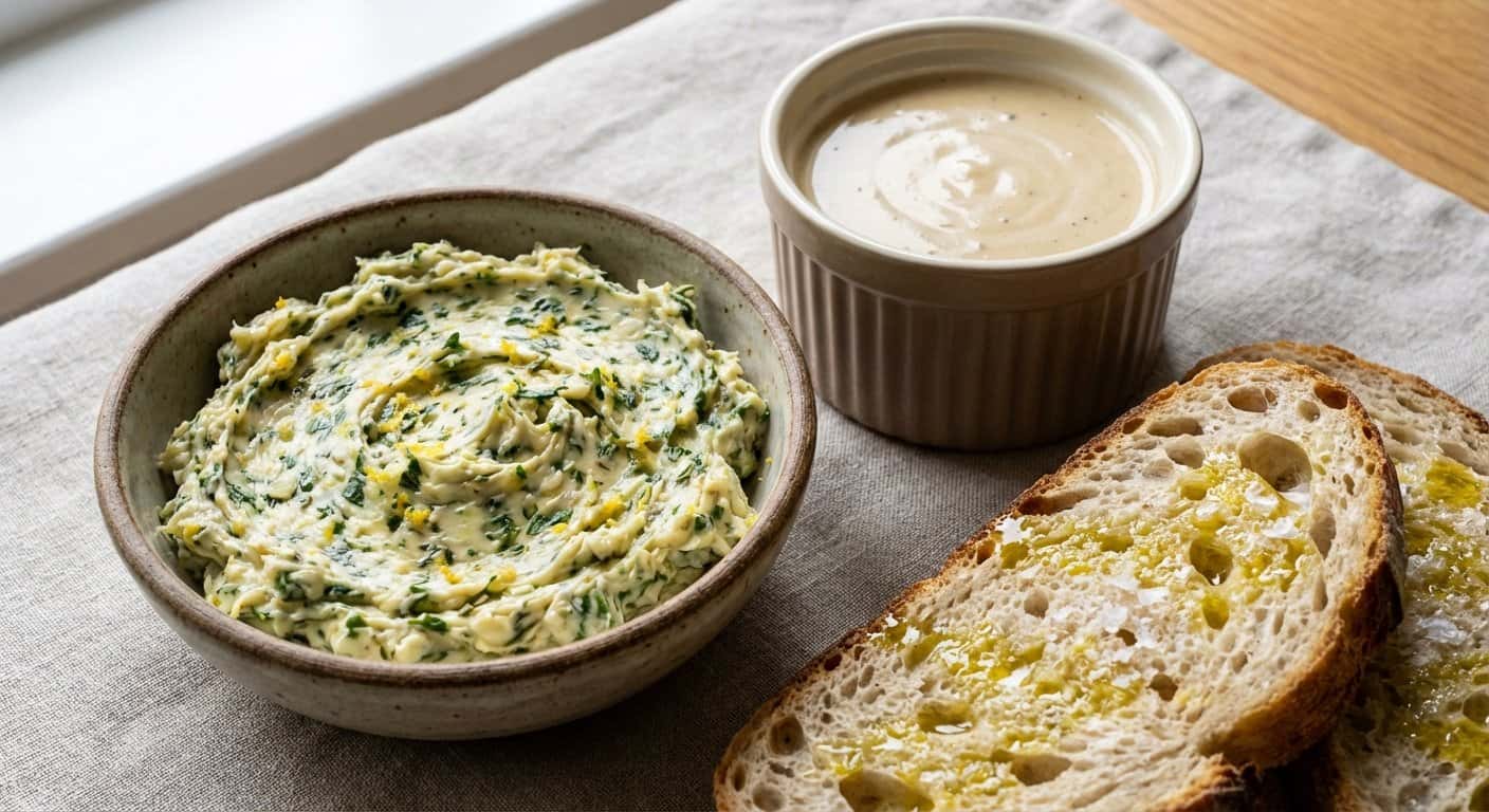 Mantequilla de Hierbas Italianas con Salsa de Nata