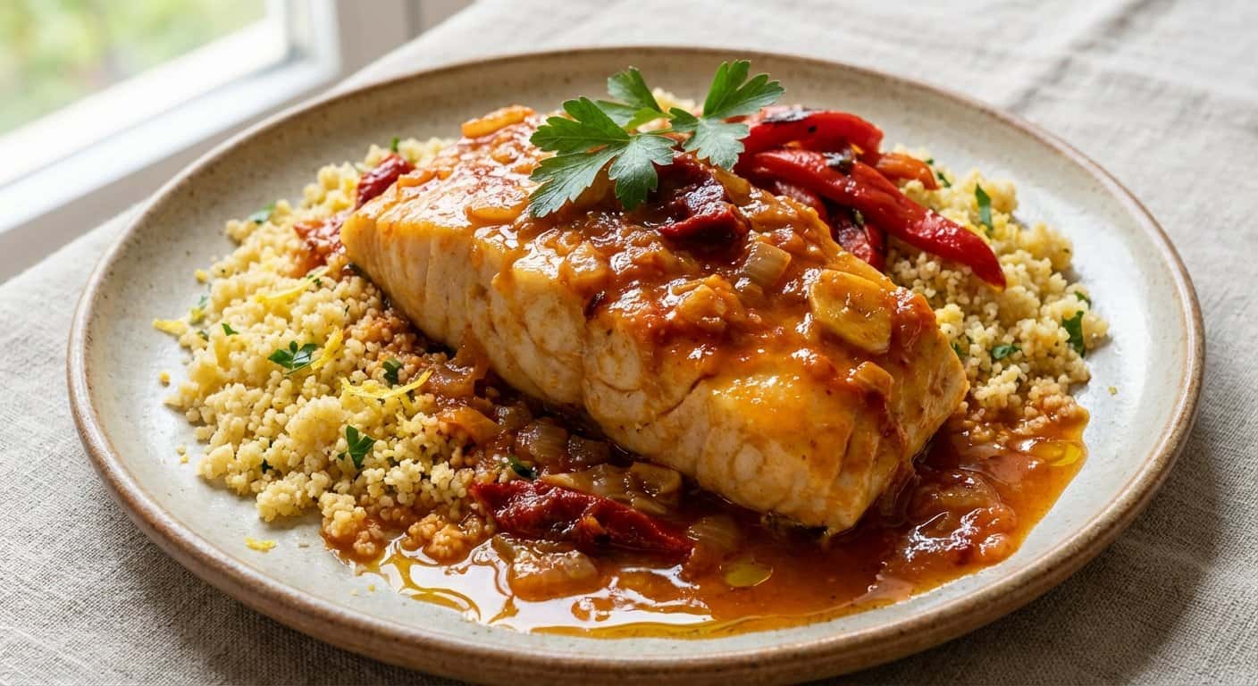 Mero a la bilbaína con couscous