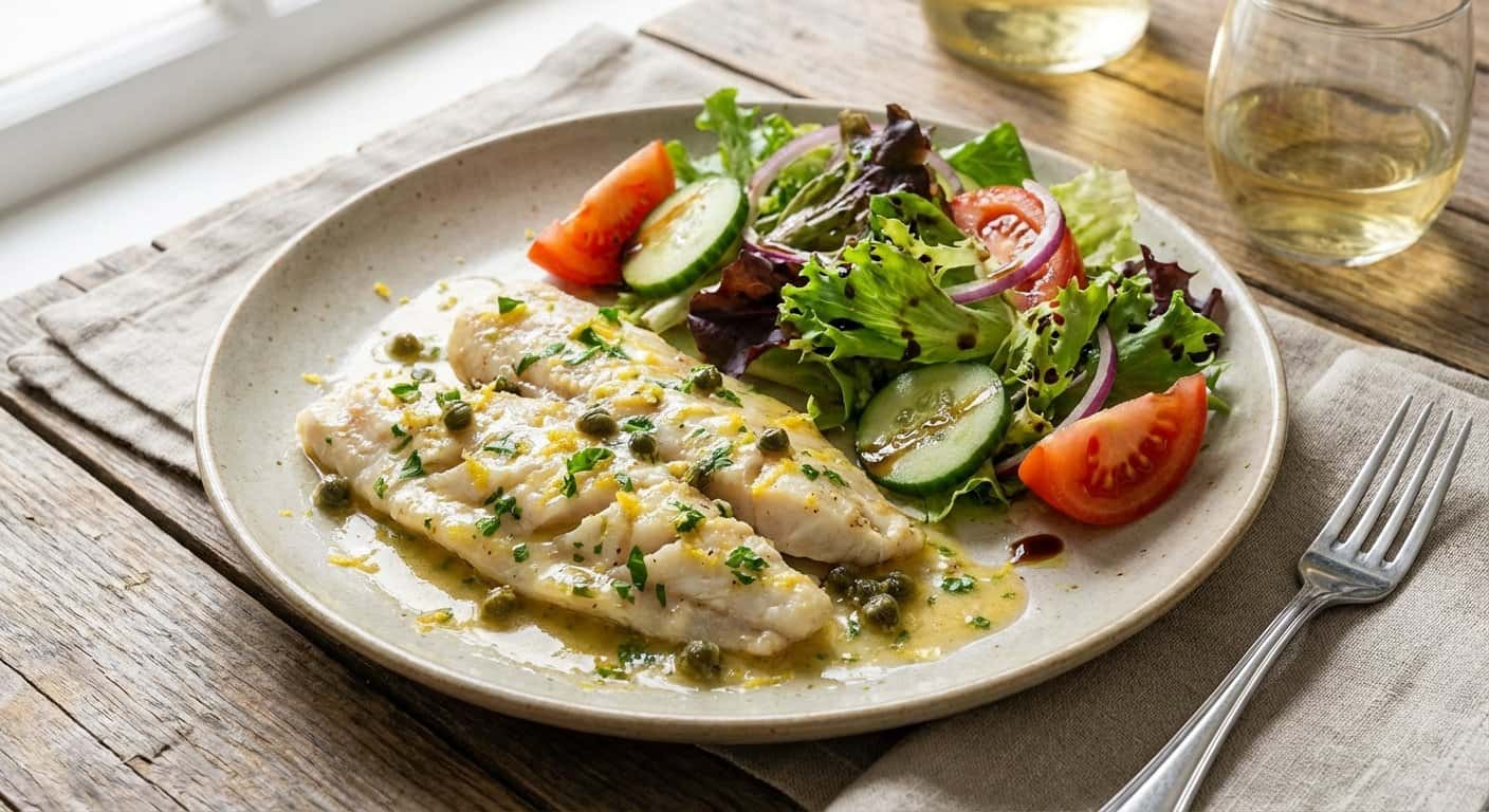 Mero a la Mantequilla con Ensalada Fresca