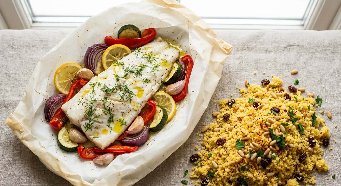 Mero en Papillote con Couscous