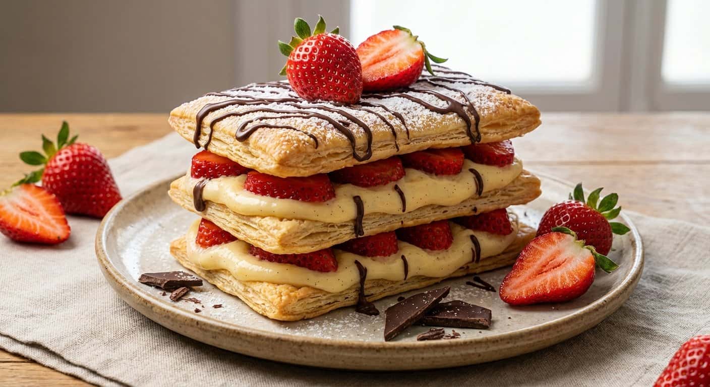 Mille-feuille de Crema Pastelera y Fresas