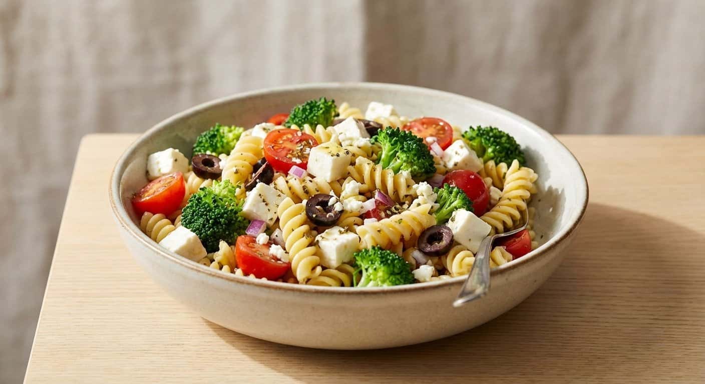 Mini Ensalada de Pasta con Brócoli y Queso Fresco