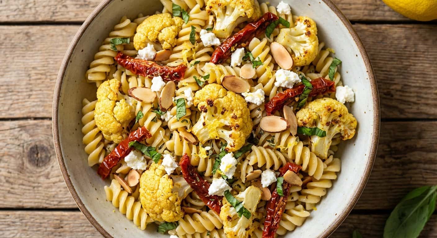Mini Ensalada de Pasta con Coliflor y Tomate Seco