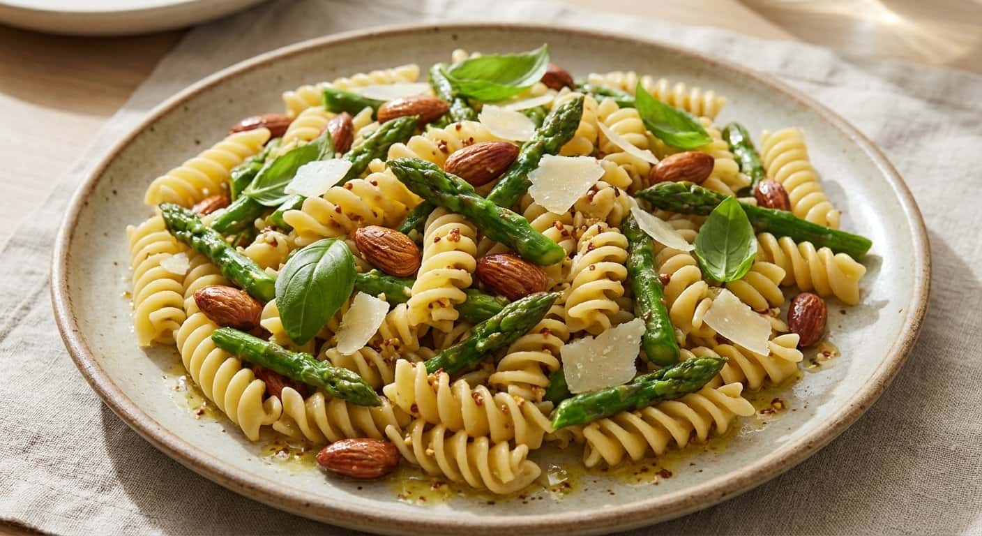 Mini Ensalada de Pasta con Espárragos y Almendras
