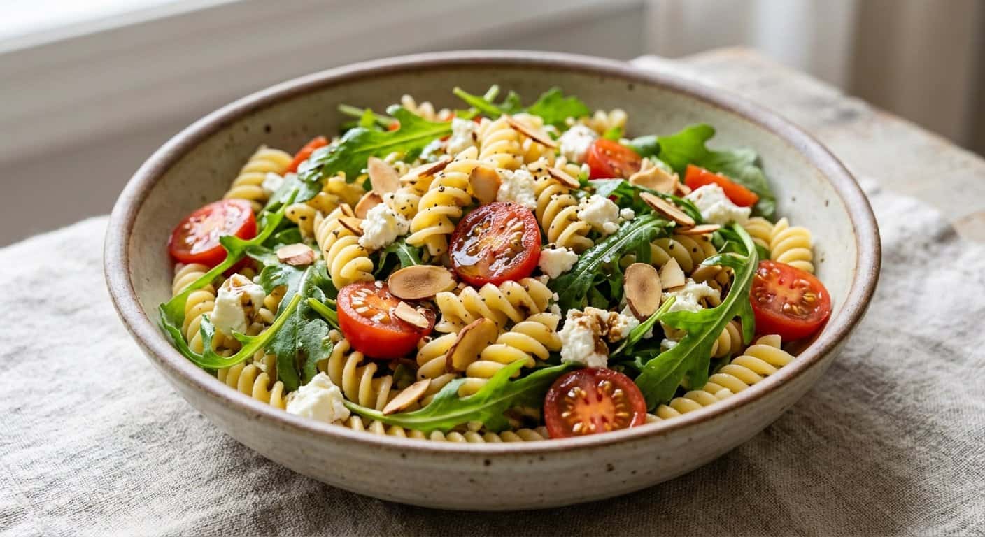 Mini Ensalada de Pasta con Rúcula y Almendras
