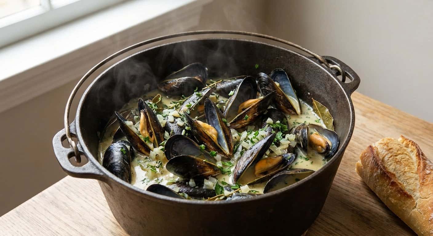Moules Marinières Lionés con Vino Blanco