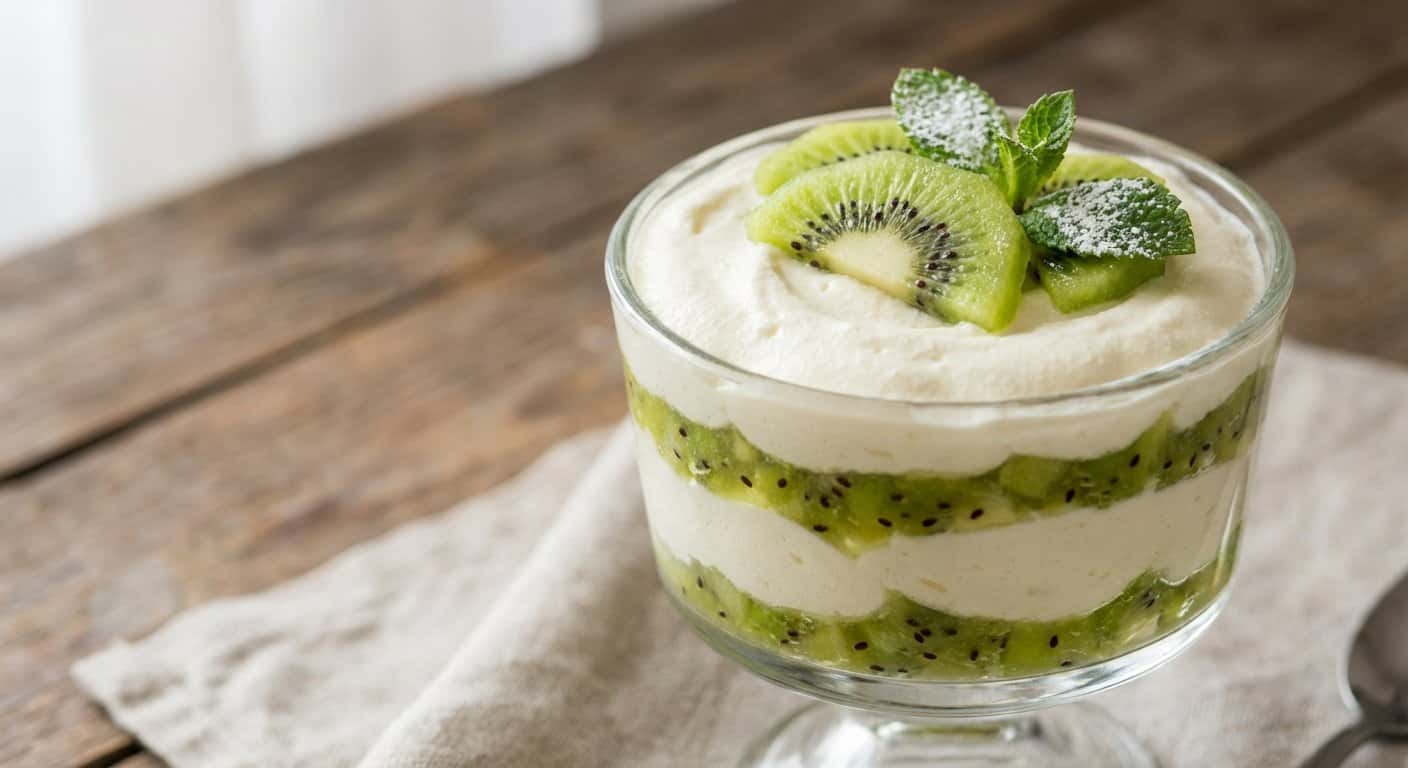 Mousse de Chocolate Blanco con Kiwi