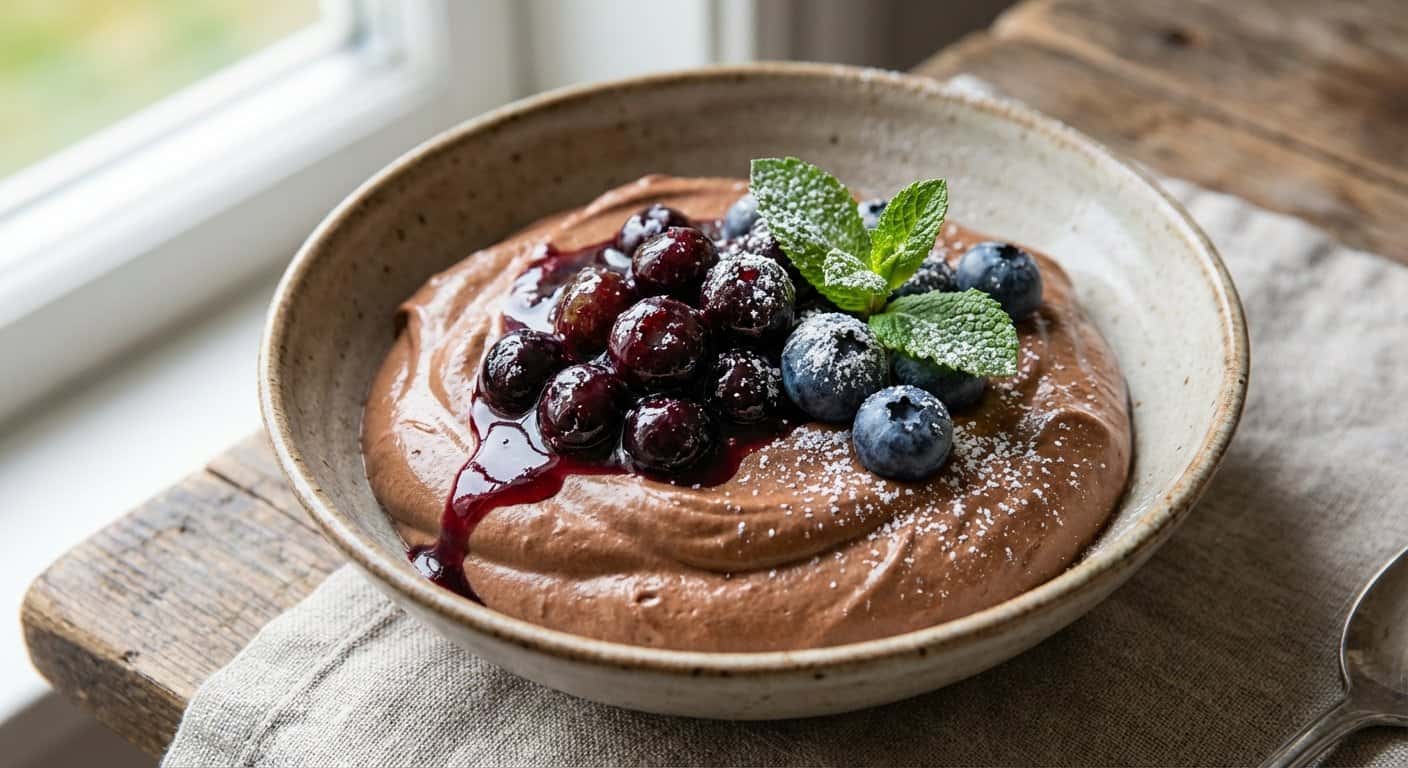 Mousse de Chocolate con Leche y Arándanos