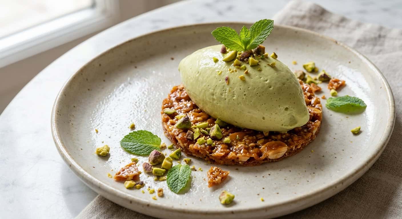 Mousse de Pistacho con Praliné Crujiente
