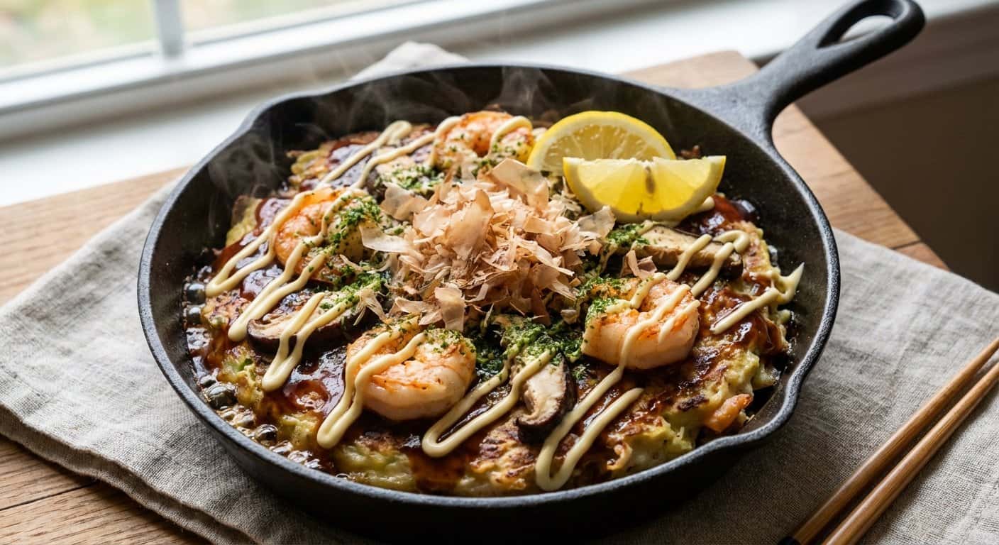 Nabe Okonomiyaki con Gambas y Shiitake