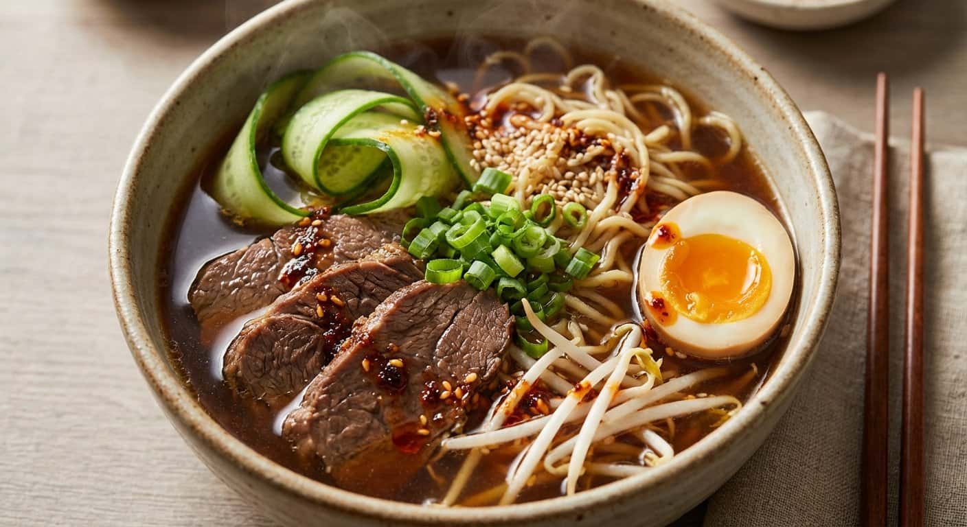 Nabe Ramen con Ternera y Pepino