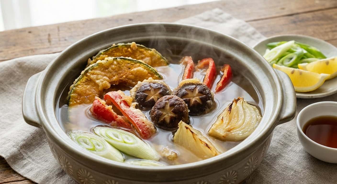 Nabe Tempura con Calabaza y Shiitake