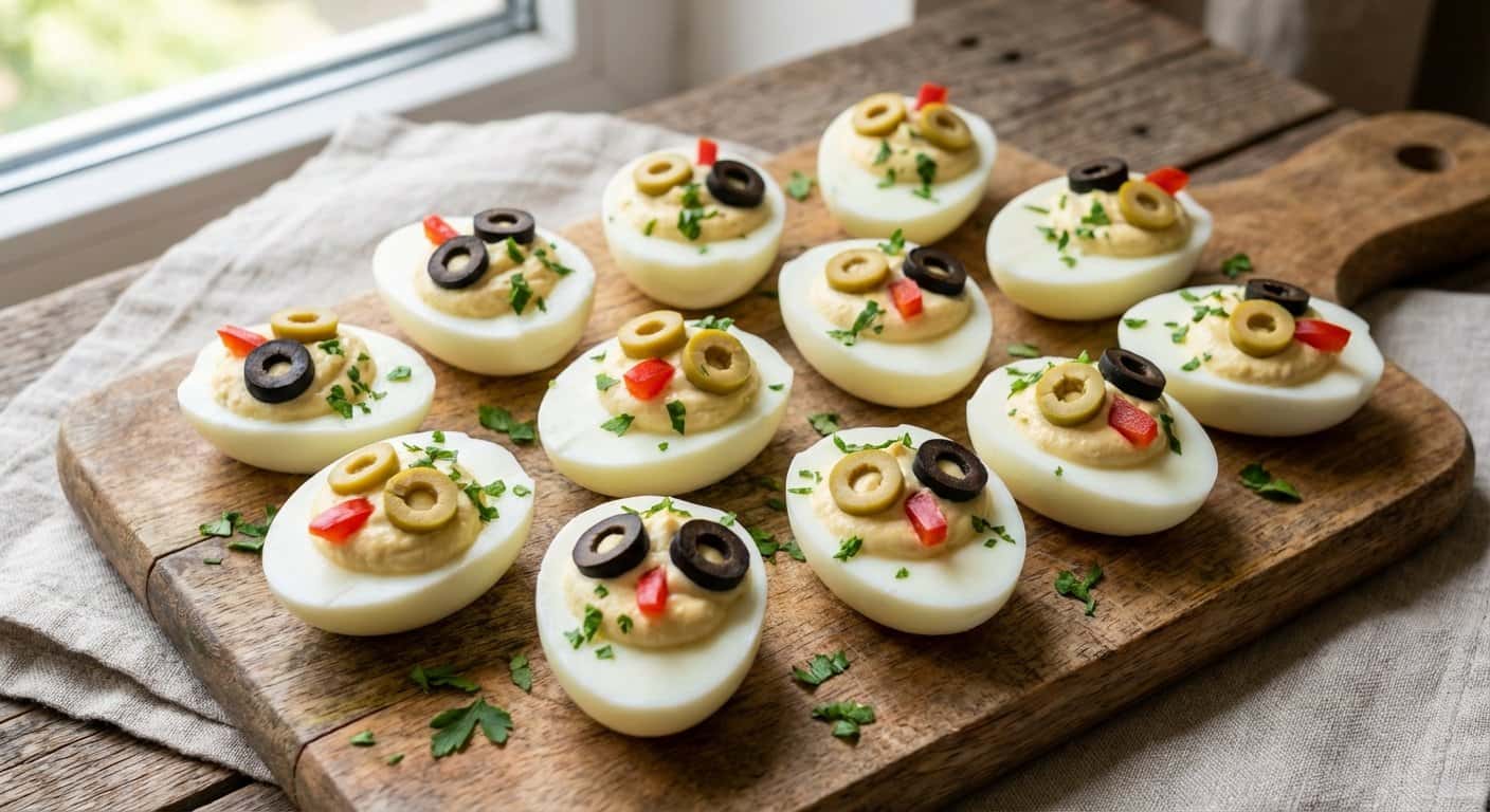 Ojos rellenos de queso y aceituna