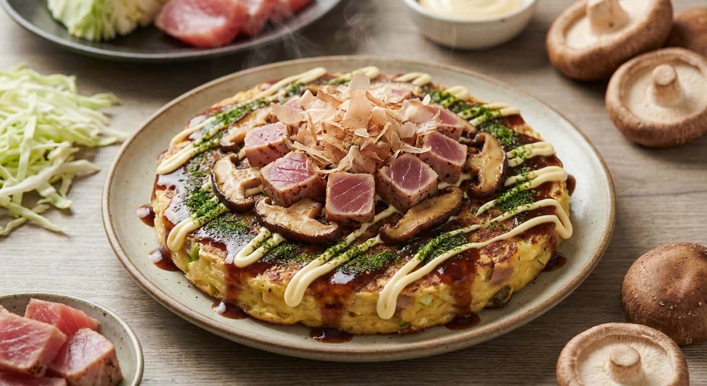 Okonomiyaki con Atún y Shiitake
