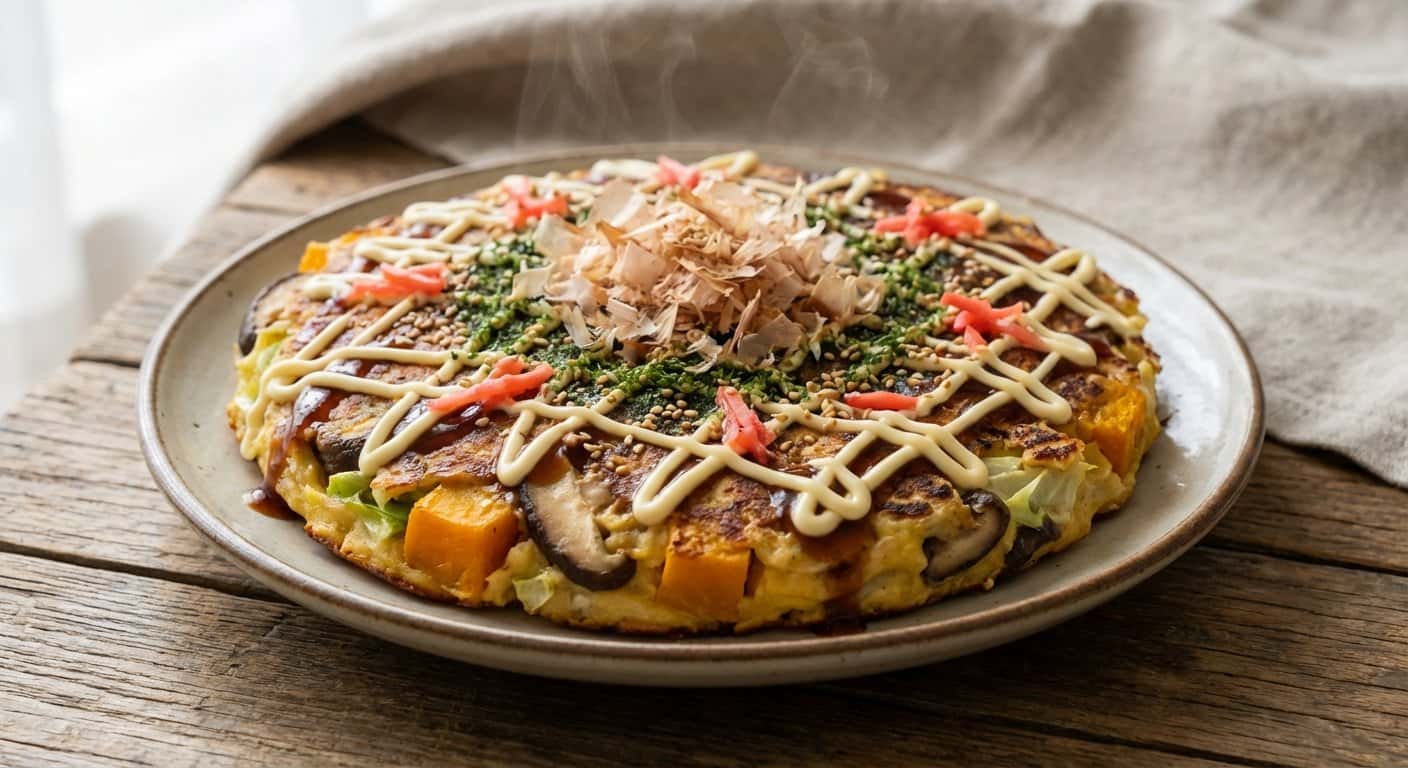 Okonomiyaki con Calabaza y Shiitake