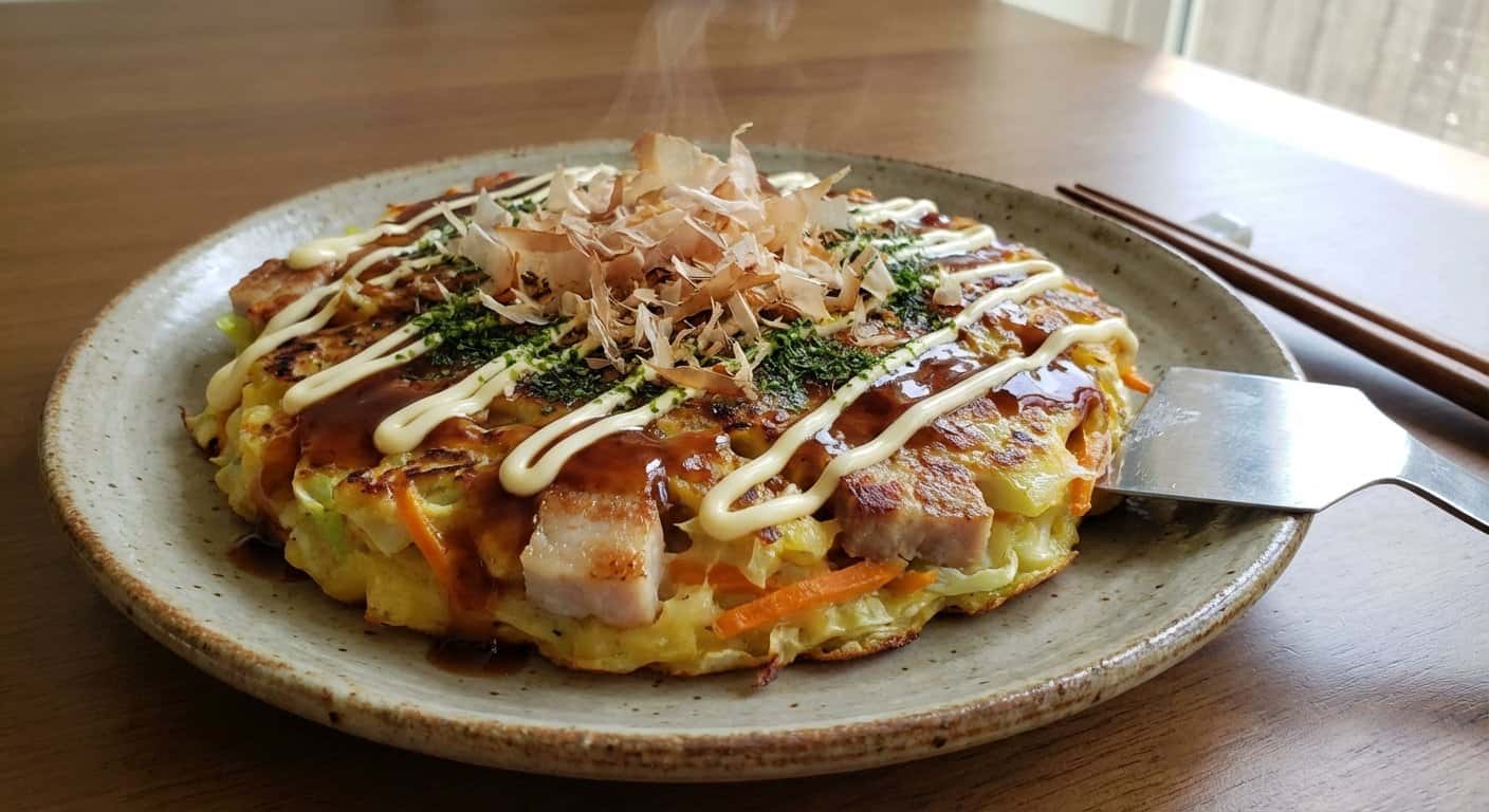 Okonomiyaki con cerdo y zanahoria