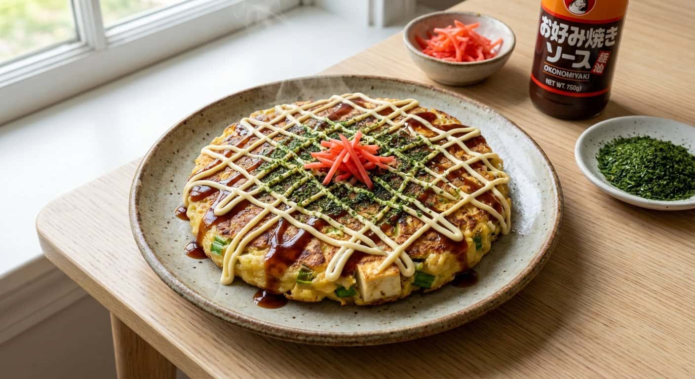 Okonomiyaki con Tofu y Cebolla Tierna
