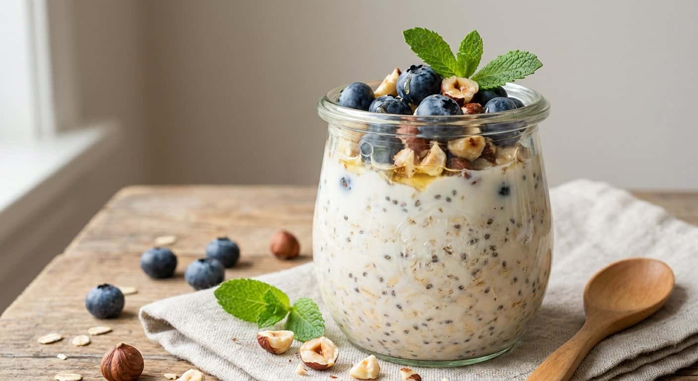 Overnight Oats con Arándanos y Avellana