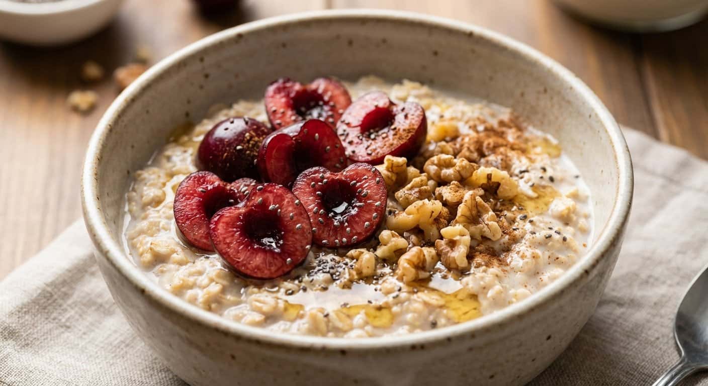 Overnight Oats con Cereza y Nuez