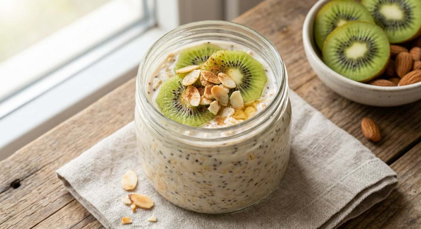 Overnight Oats con Kiwi y Almendra