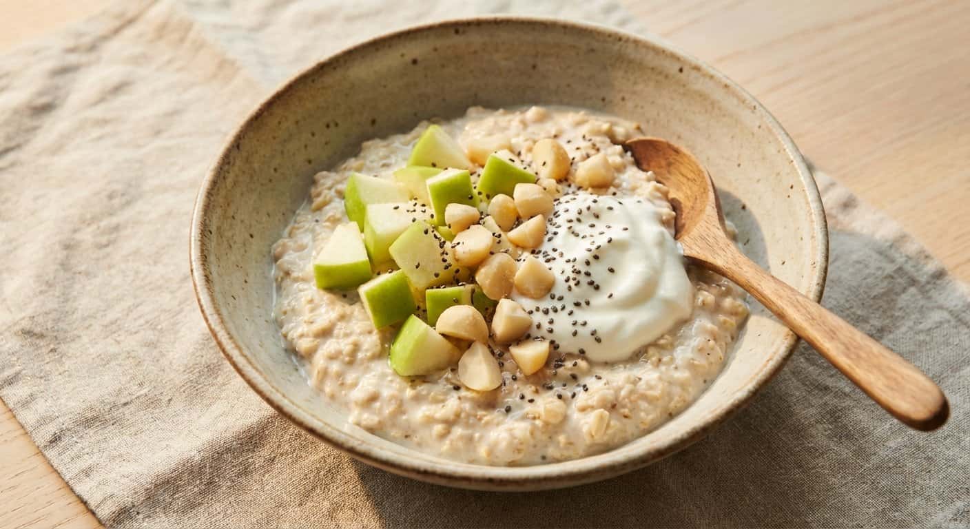 Overnight Oats con Manzana y Macadamia
