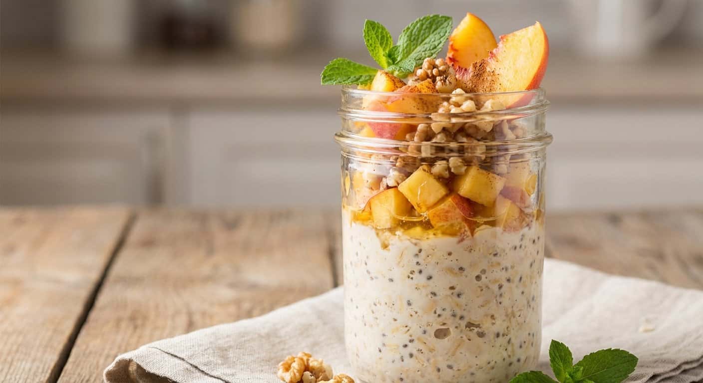 Overnight Oats con Melocotón y Nuez