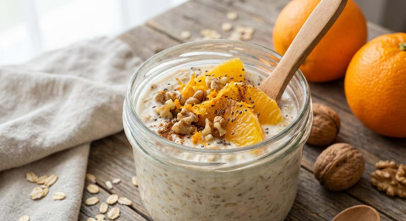 Overnight Oats con Naranja y Nuez