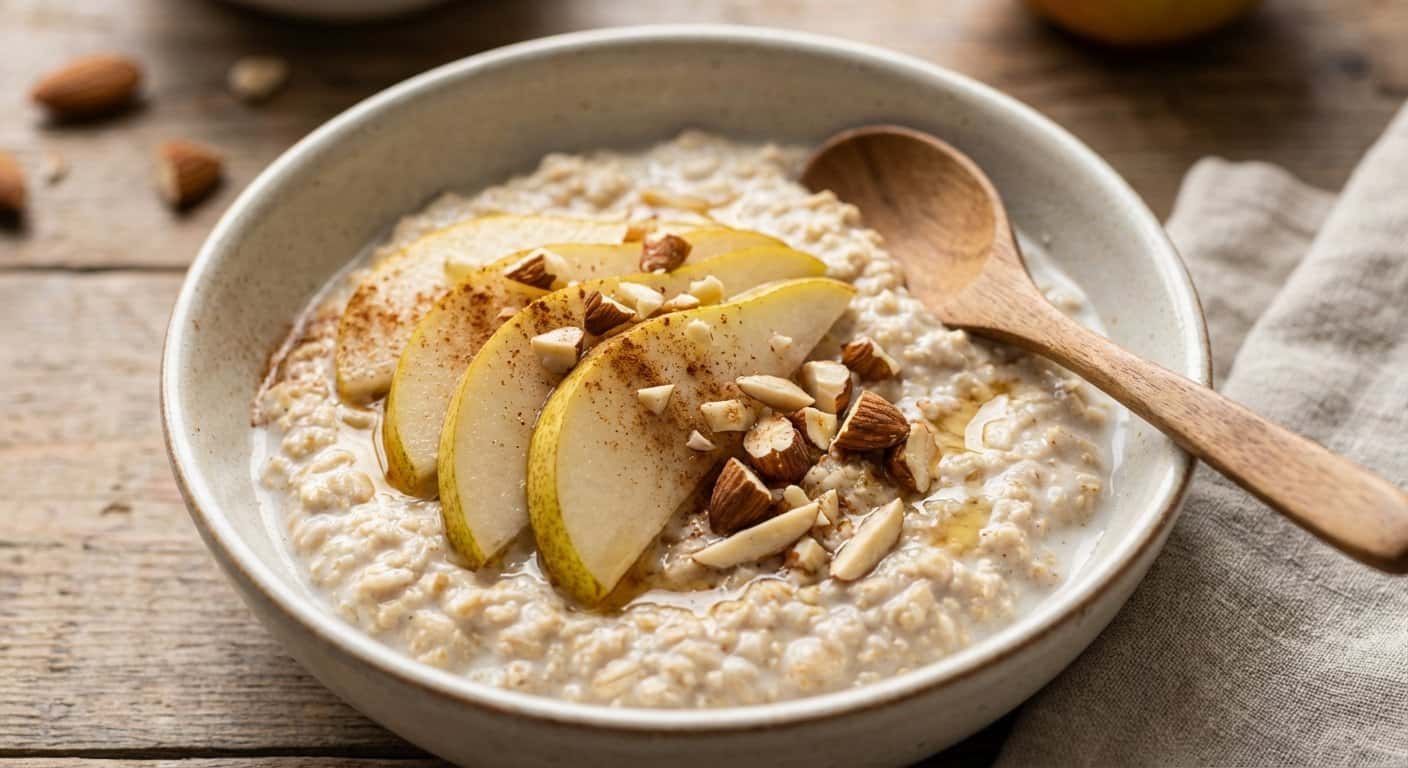 Overnight Oats con Pera y Almendra