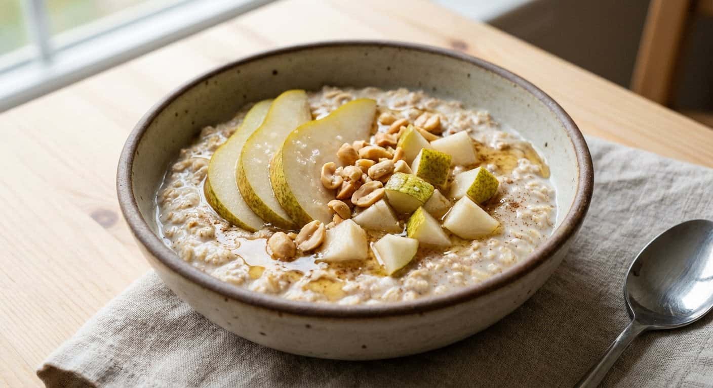 Overnight Oats con Pera y Cacahuete