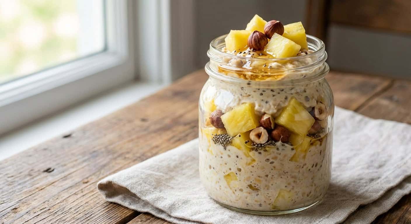 Overnight Oats con Piña y Avellana