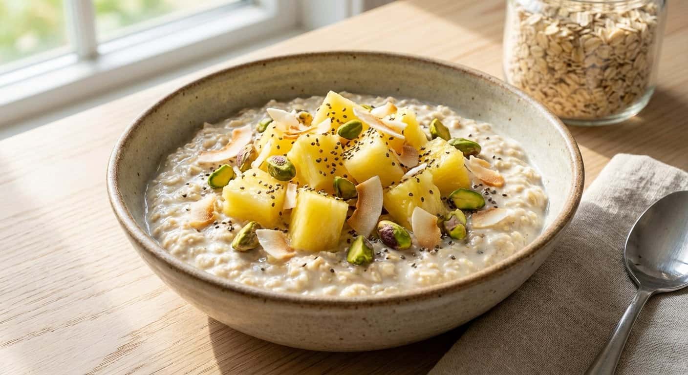 Overnight Oats con Piña y Pistacho