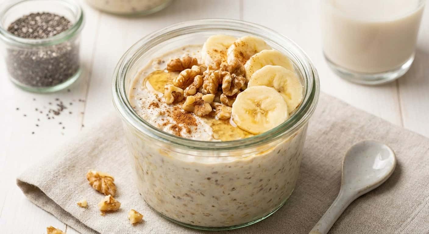 Overnight Oats con Plátano y Nuez