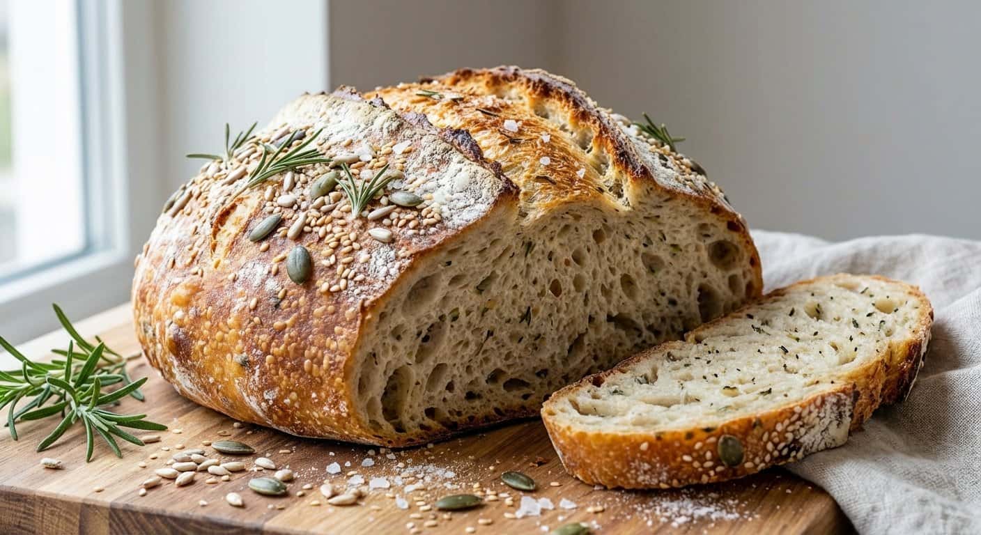 Pan de Harina de Trigo con Romero y Semillas Mixtas