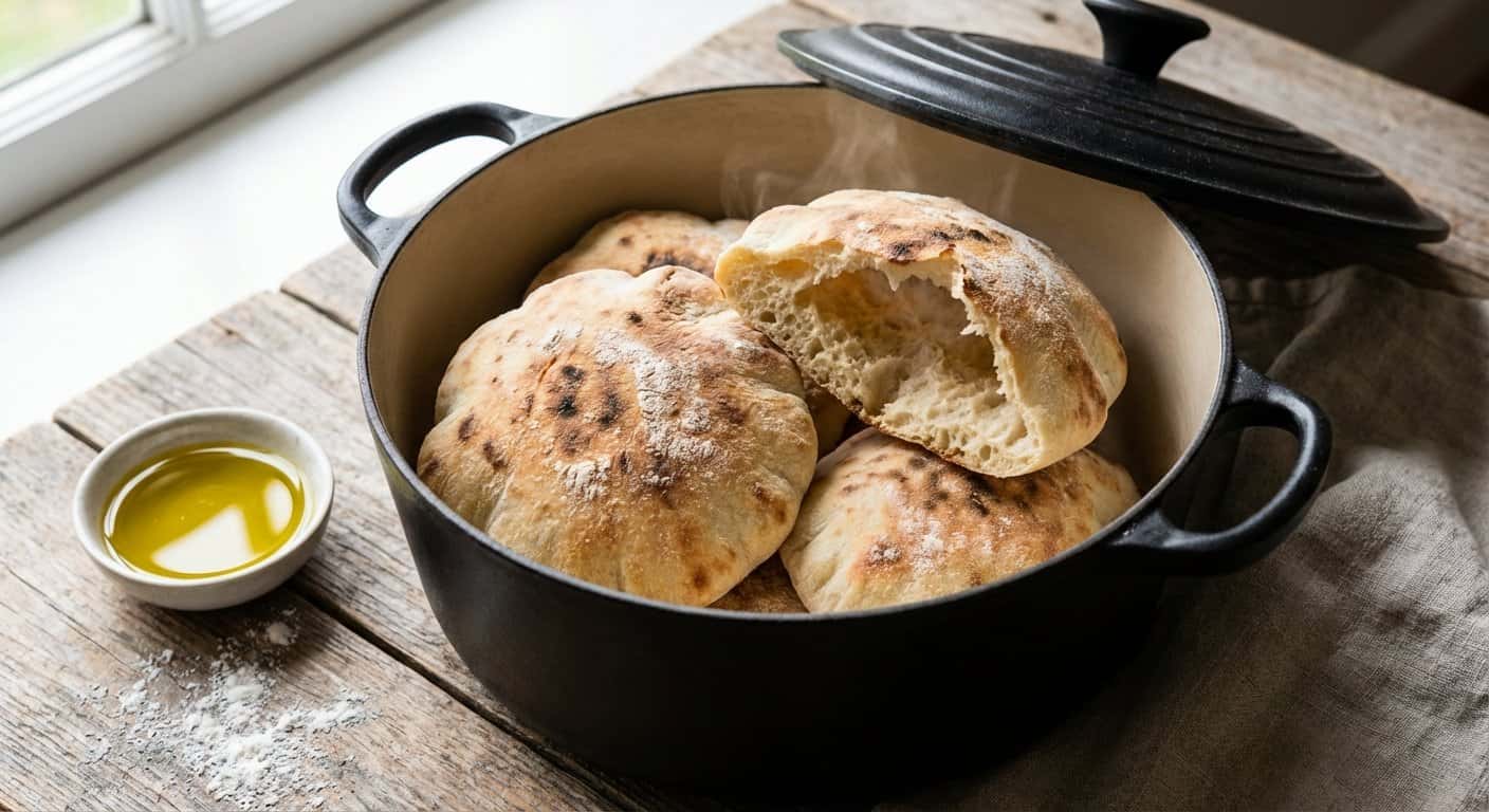 Pan Pita Horneado en Olla