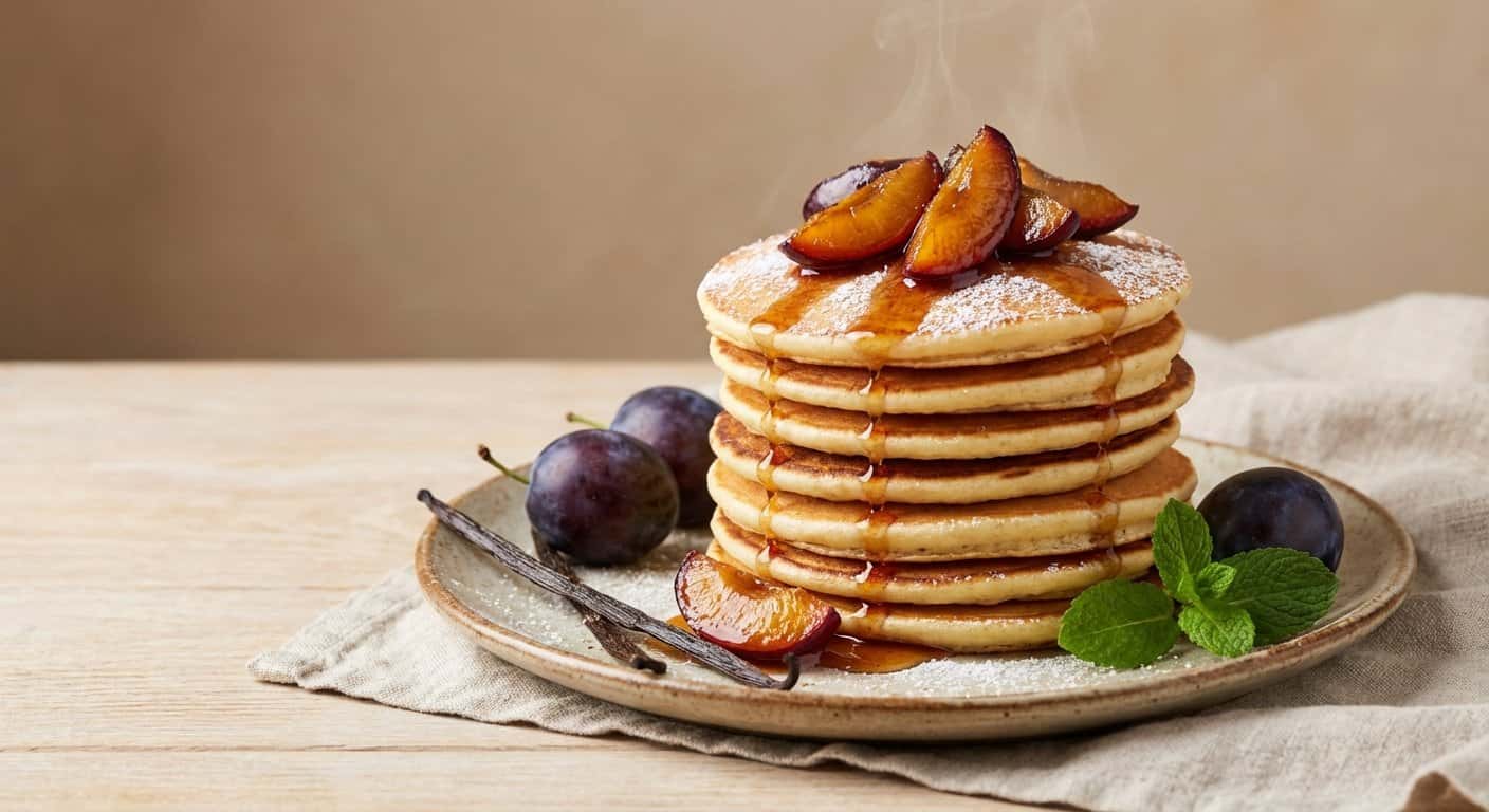 Pancakes con Ciruela y Vainilla