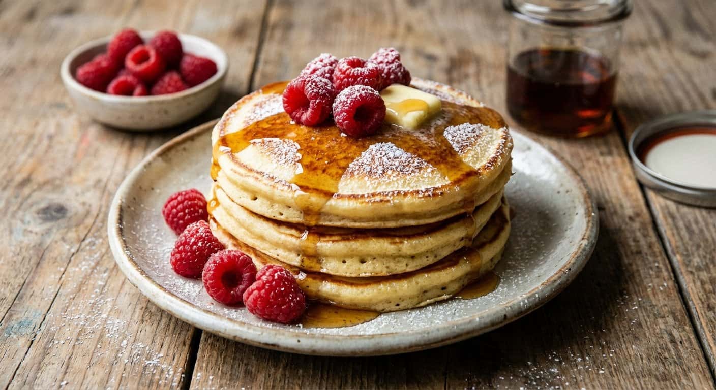 Pancakes con Frambuesa y Vainilla