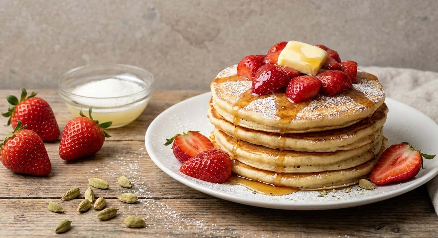 Pancakes con Fresa y Cardamomo