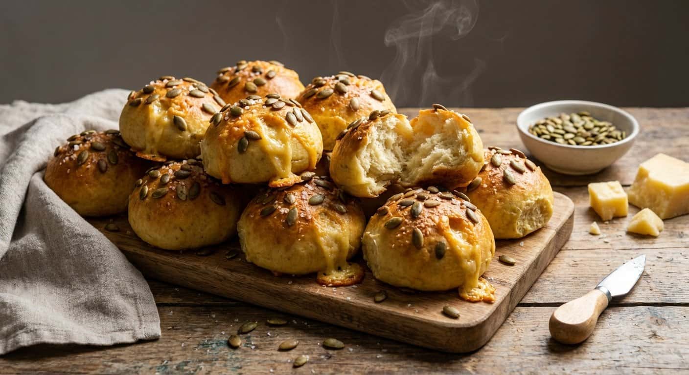 Panecillos Tradicionales con Pipas de Calabaza y Queso