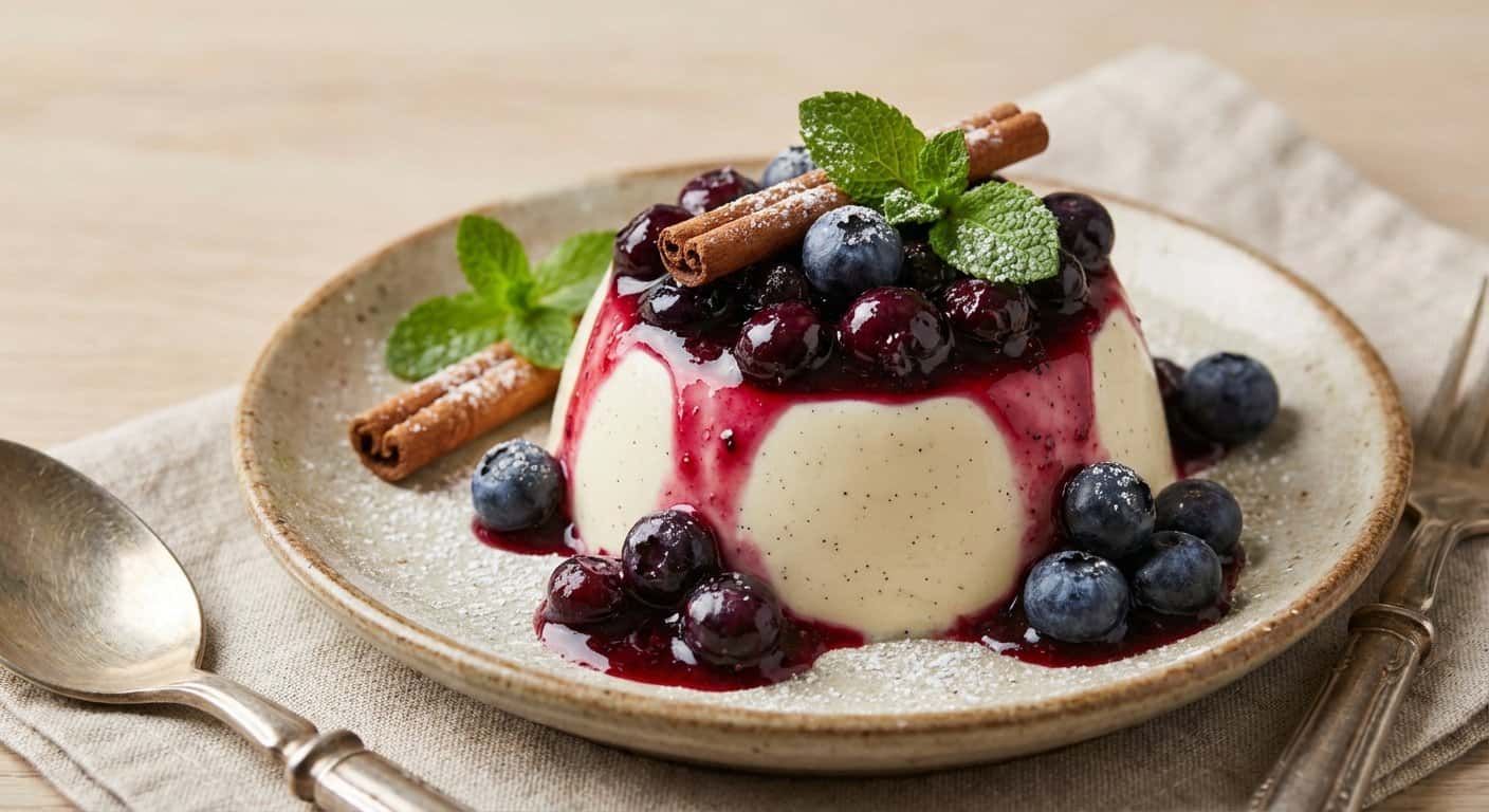 Panna cotta de canela con arándanos