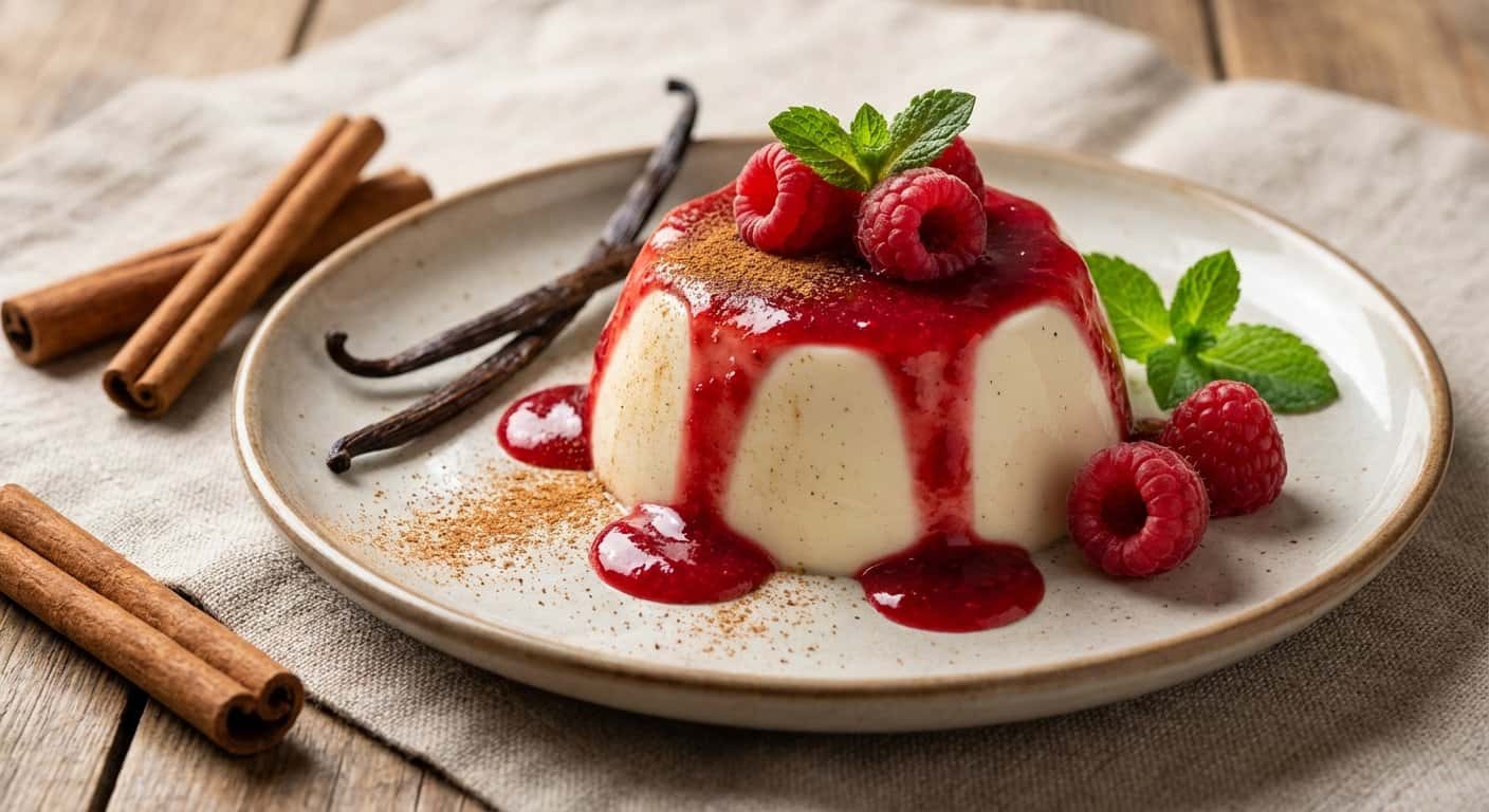 Panna Cotta de Canela con Frambuesa