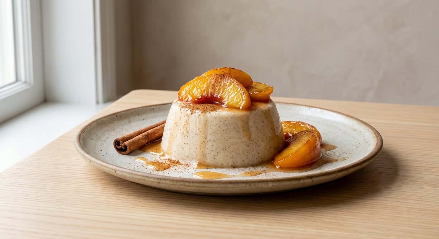 Panna Cotta de Canela con Melocotón
