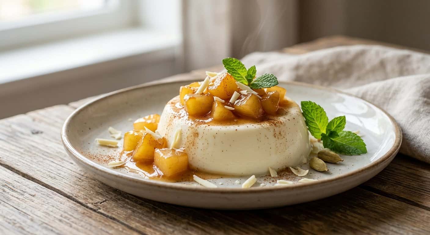 Panna Cotta de Cardamomo con Manzana Caramelizada