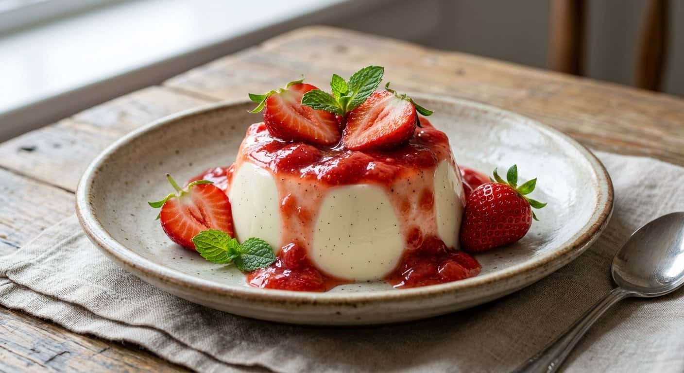Panna Cotta de Vainilla con Fresas