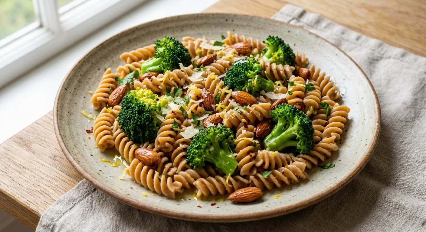 Pasta Mediterránea con Brócoli y Almendras