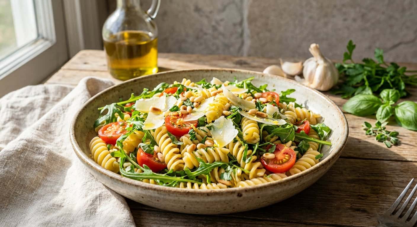 Pasta Mediterránea con Rúcula y Hierbas Frescas