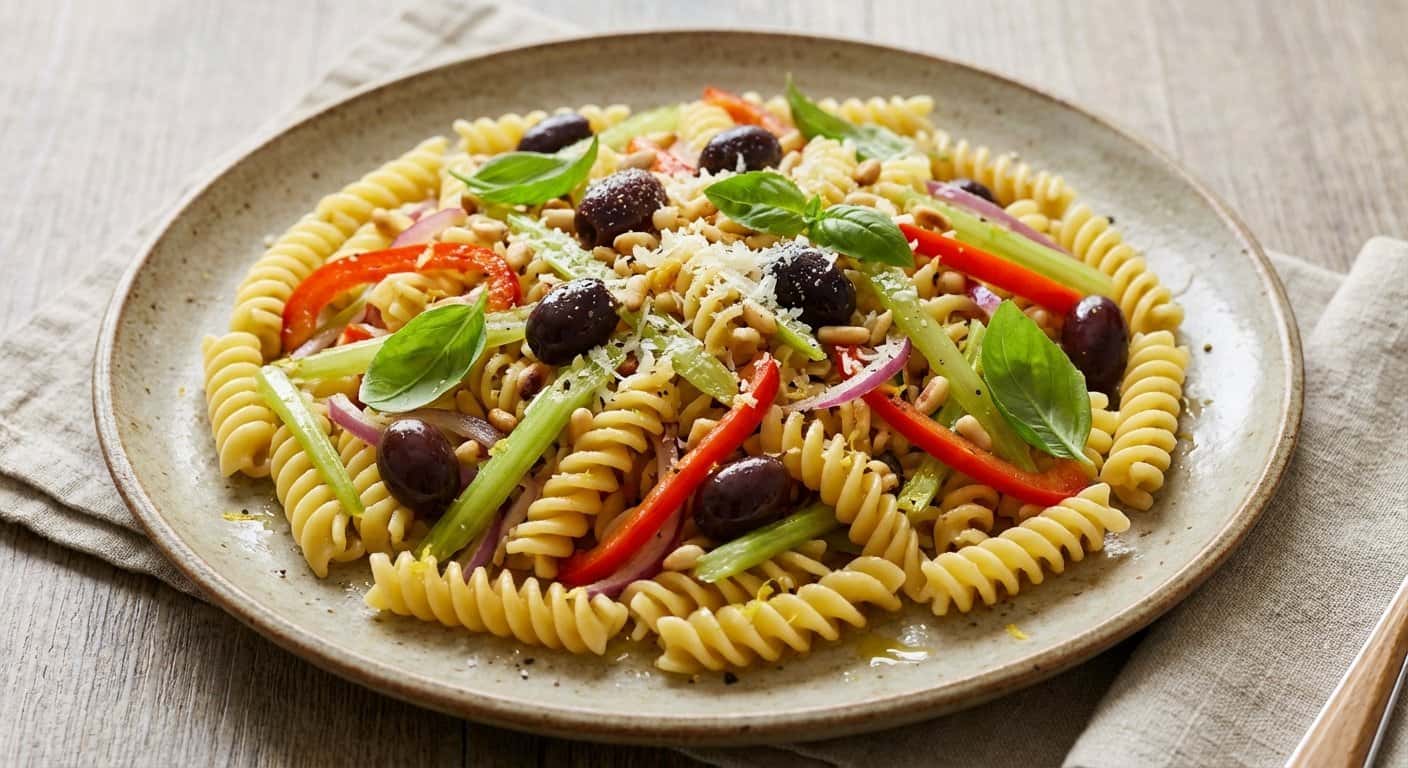 Pasta Salteada con Apio y Verduras
