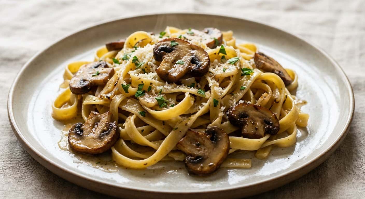 Pasta Salteada con Champiñones